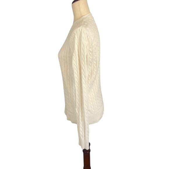 Lilly Pulitzer 2009 Classic 100% Cotton Cable Knit Sweater White Medium - Picture 4 of 7